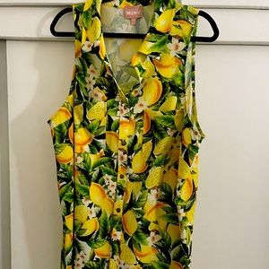 Lemon print mini sleeveless dress